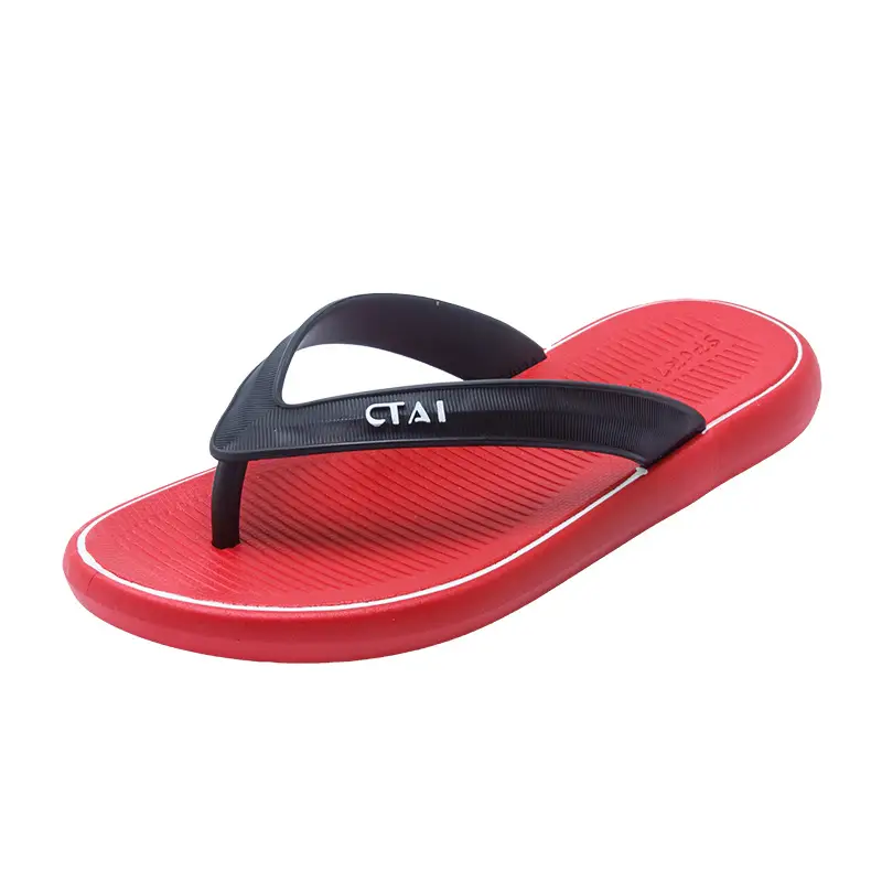 Red Casual Flip-Flops with Black Strap