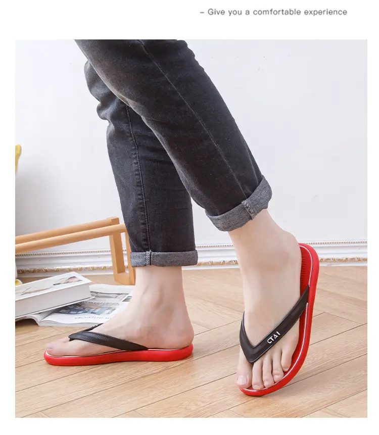 Red Casual Flip-Flops with Black Strap — feature 16