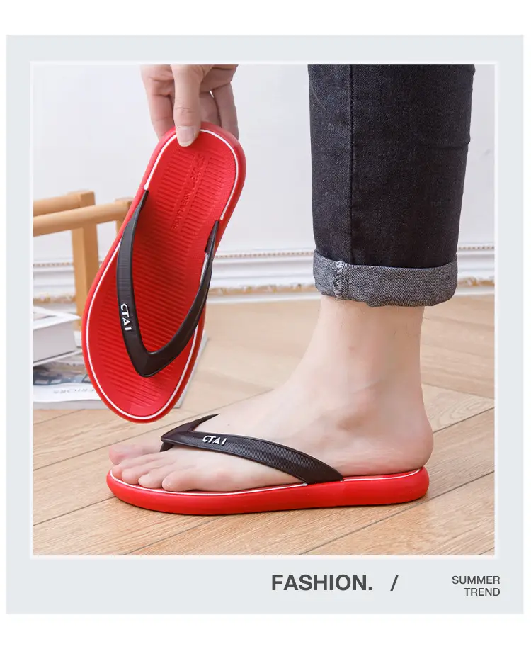 Red Casual Flip-Flops with Black Strap — feature 17