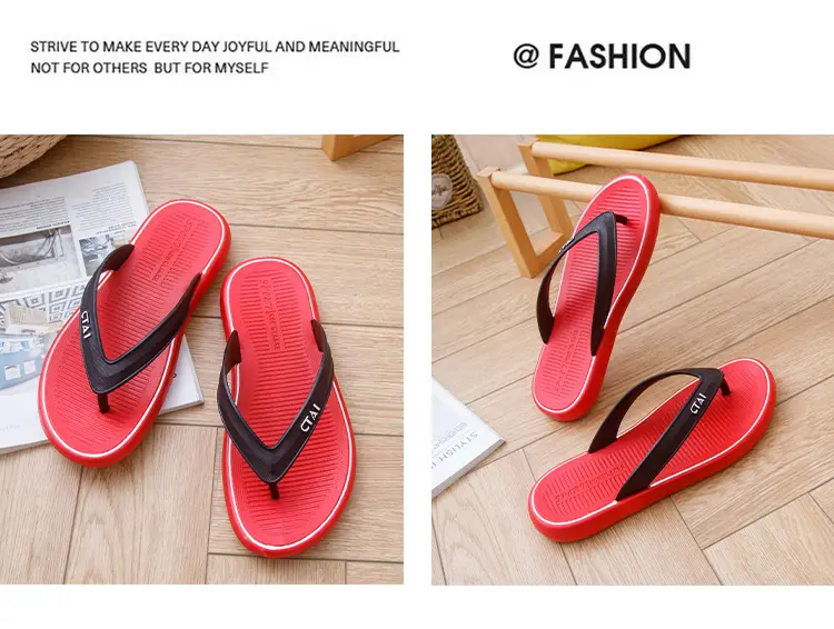 Red Casual Flip-Flops with Black Strap — feature 18