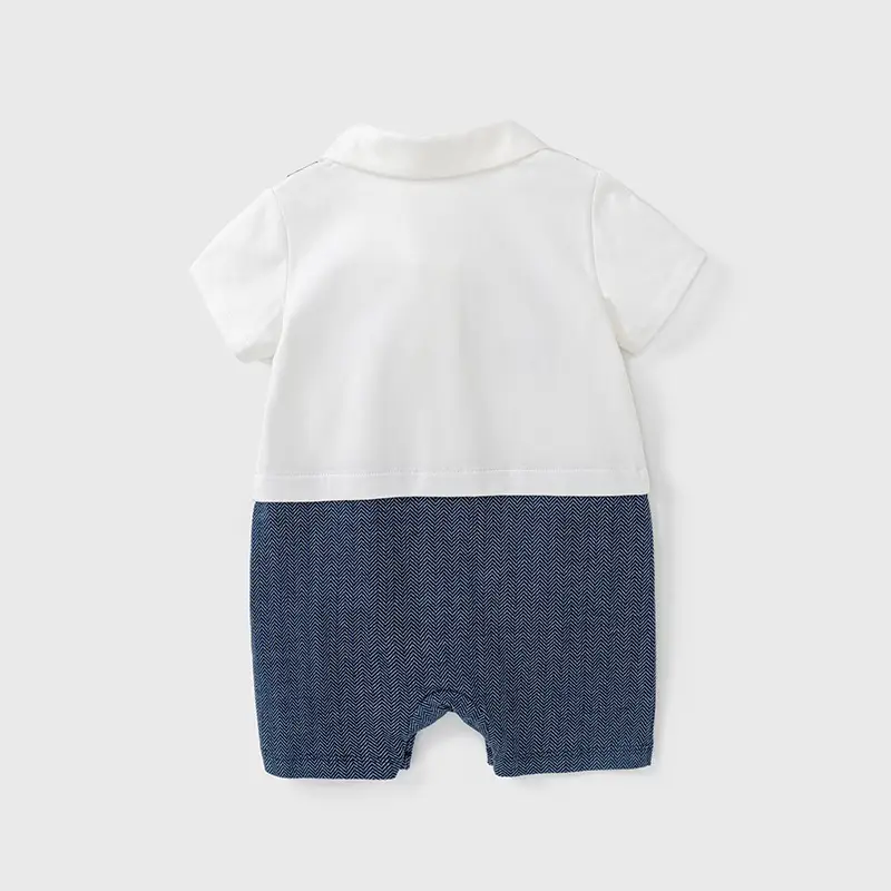 Baby Strap Short Sleeve T-Shirt Shorts Set White Blue - Image 3