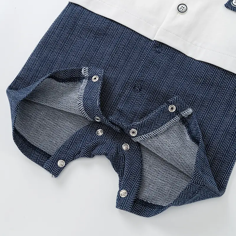 Baby Strap Short Sleeve T-Shirt Shorts Set White Blue - Image 5