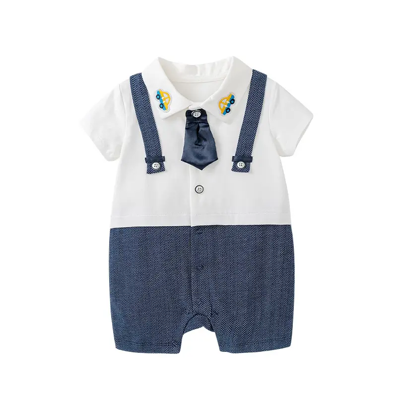 Baby Strap Short Sleeve T-Shirt Shorts Set White Blue - Image 6