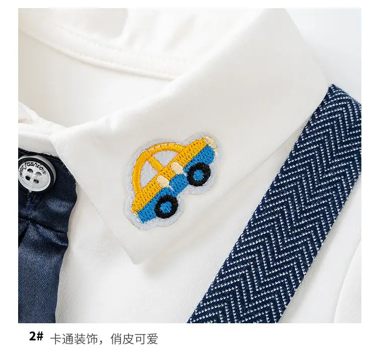 Baby Strap Short Sleeve T-Shirt Shorts Set White Blue — feature 7
