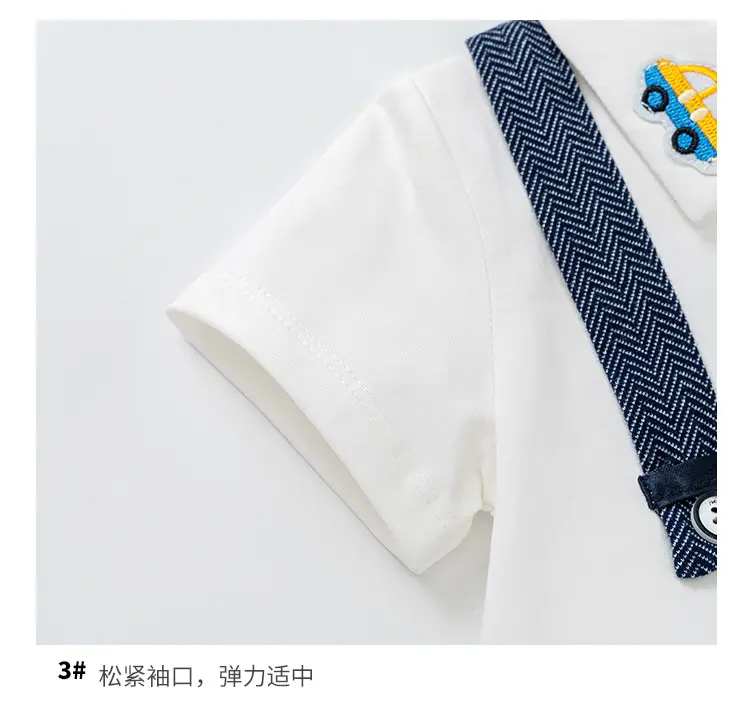 Baby Strap Short Sleeve T-Shirt Shorts Set White Blue — feature 8