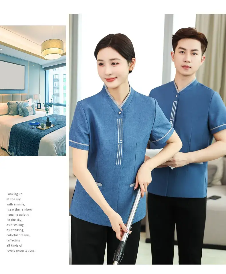 Blue Printed PA Cleaning Uniform Set for Men Women — feature 14