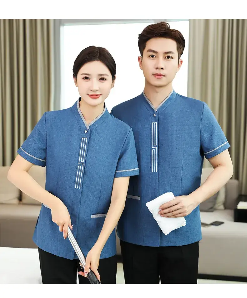 Blue Printed PA Cleaning Uniform Set for Men Women — feature 15