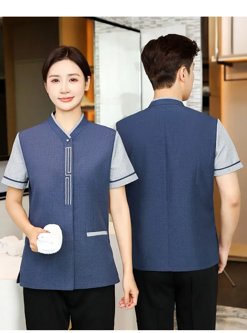 Blue Printed PA Cleaning Uniform Set for Men Women — feature 21
