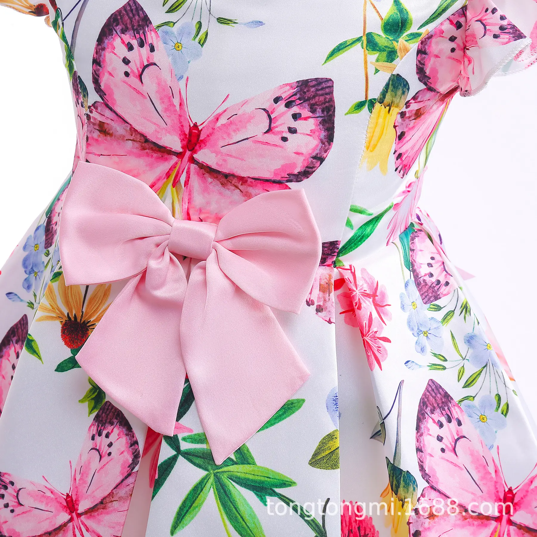 Little Girl's Butterfly Print Dress Small - Image 4