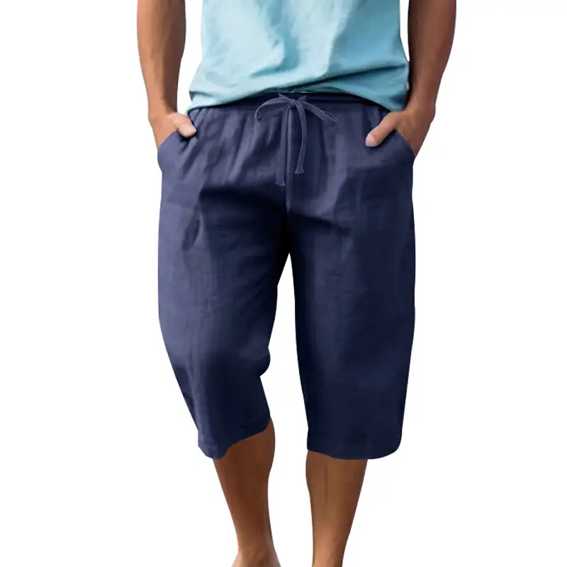 Men's Black Linen 7" Shorts Casual Summer - Image 11