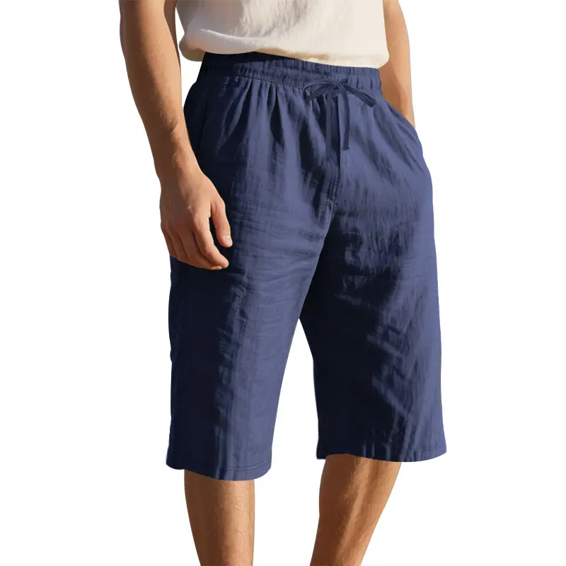 Men's Black Linen 7" Shorts Casual Summer — feature 16