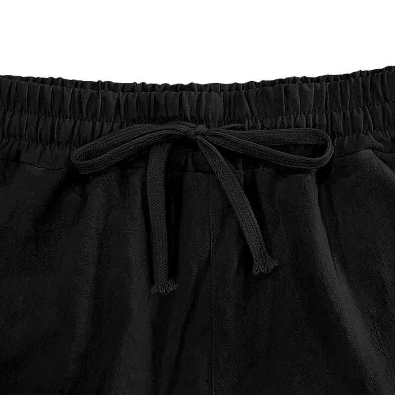 Men's Black Linen 7" Shorts Casual Summer — feature 30