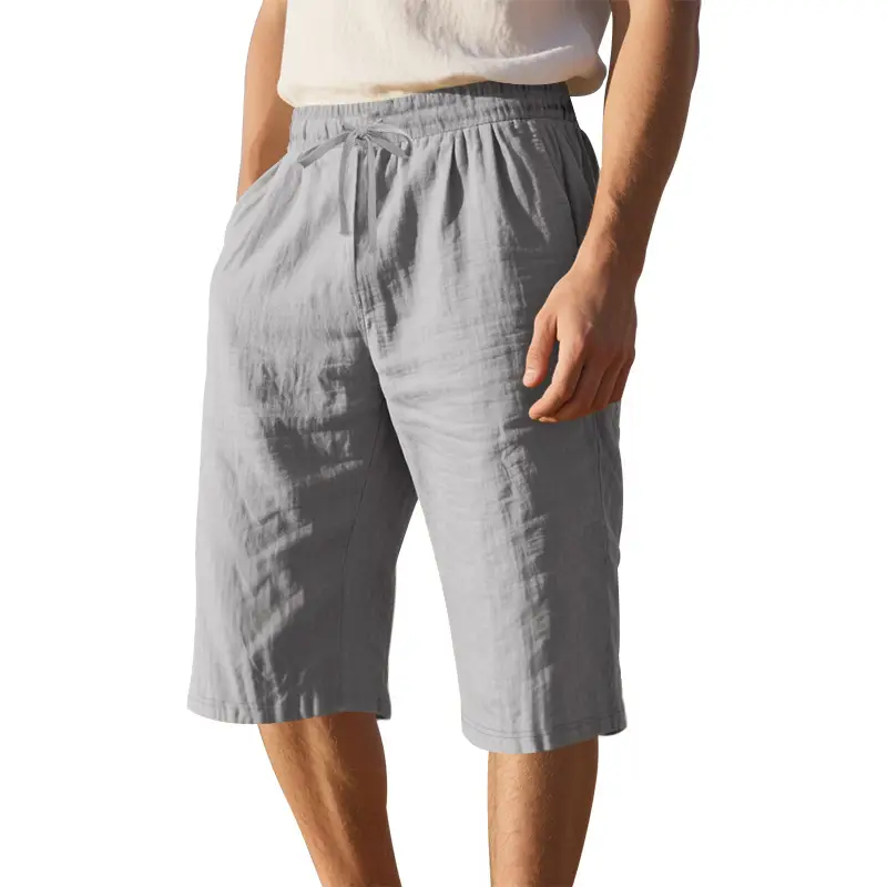 Men's Black Linen 7" Shorts Casual Summer — feature 39