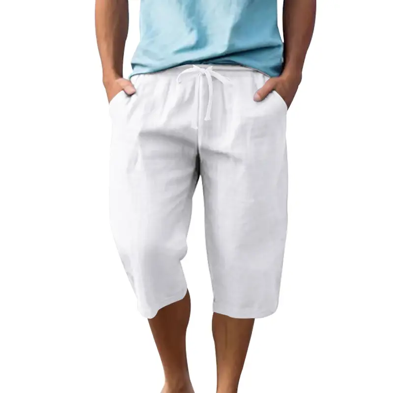 Men's Black Linen 7" Shorts Casual Summer — feature 4