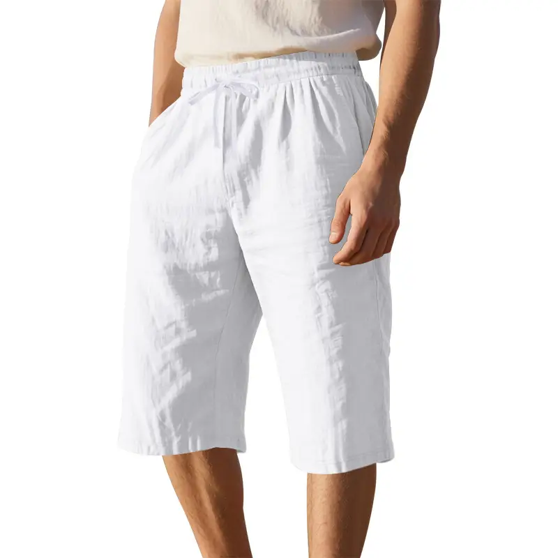 Men's Black Linen 7" Shorts Casual Summer — feature 6