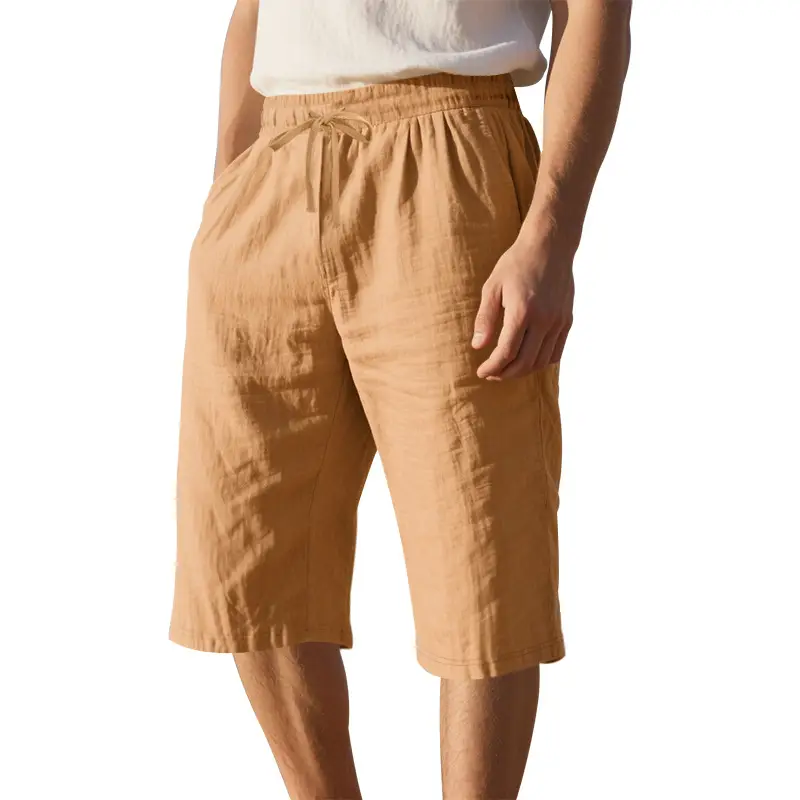 Men's Black Linen 7" Shorts Casual Summer - Image 8