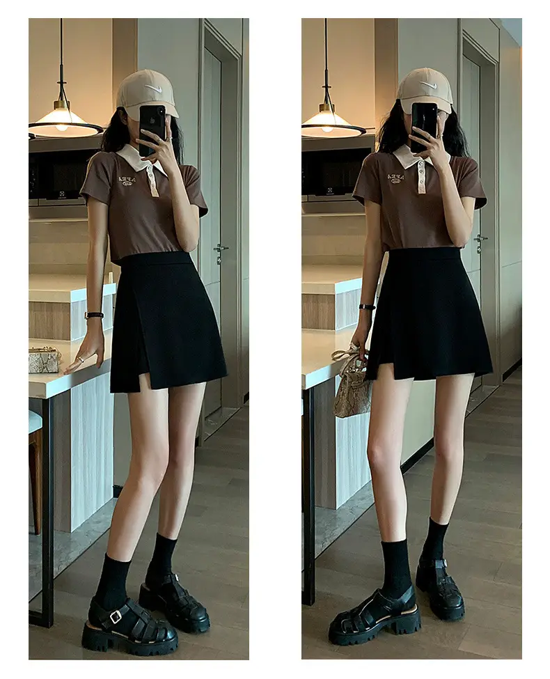 Plus Size Black A-Line Skirt Suit Women — feature 20