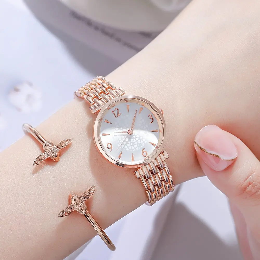 Rose Gold Digital Watch for Women with Chain Strap - Image 6