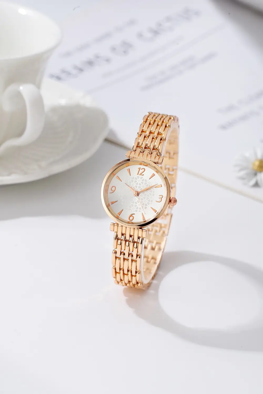 Rose Gold Digital Watch for Women with Chain Strap — feature 2