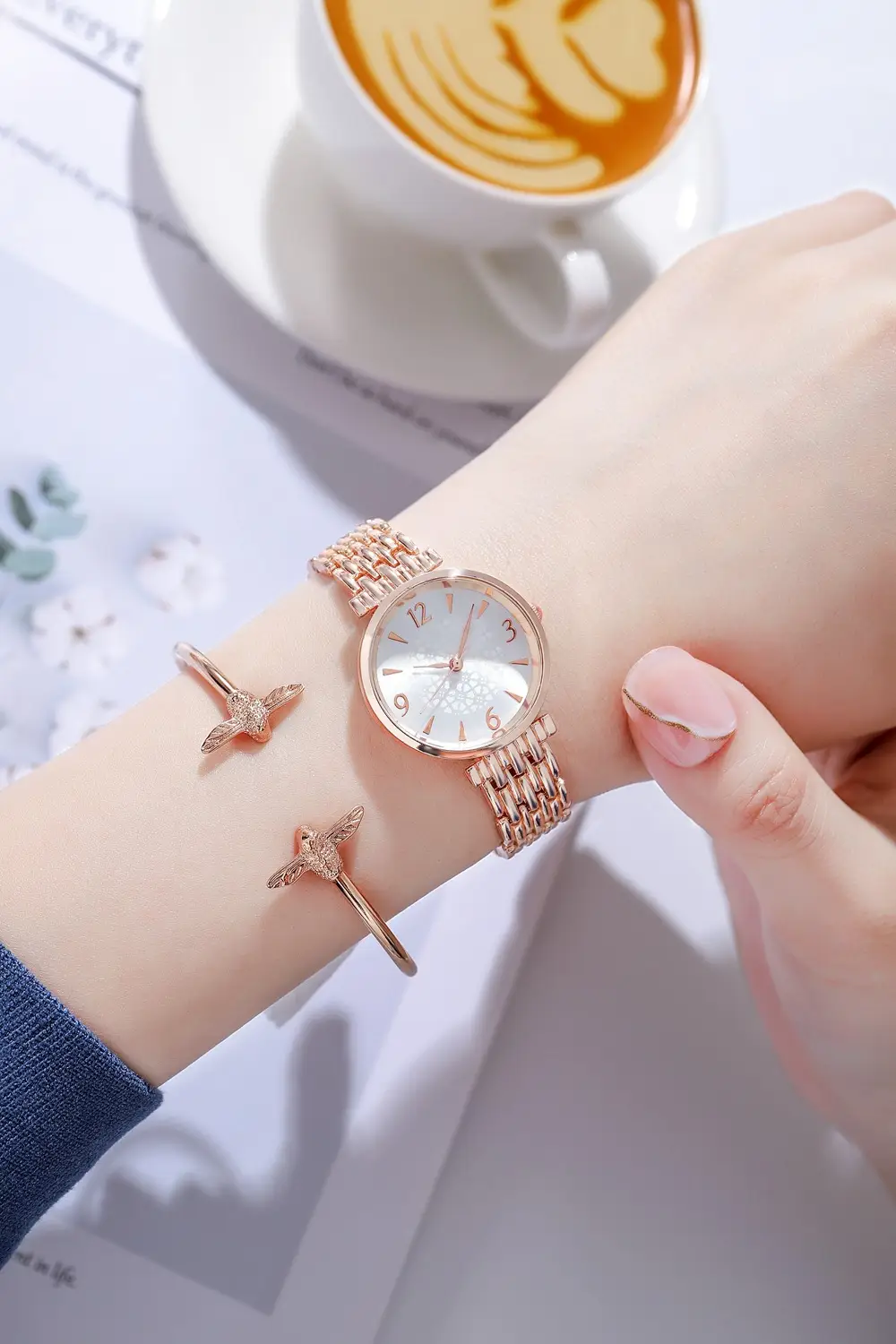 Rose Gold Digital Watch for Women with Chain Strap — feature 7