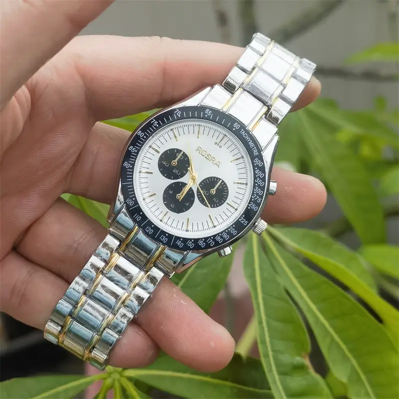 Men's Black Stainless Steel Chronograph Watch - Image 4