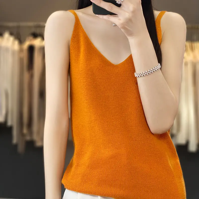 2023 Summer Wool Sleeveless Vest Green Round Neck - Image 11