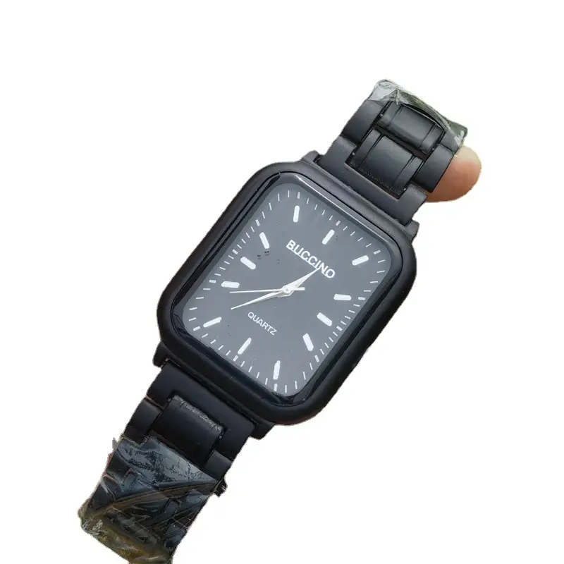 Men's Square Gold Watch with Crystal Band - Image 7