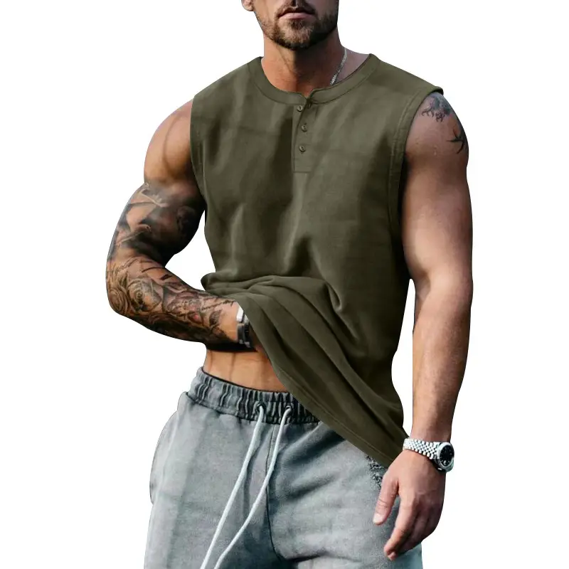 Men's Black Buckle Sleeveless T-Shirt Plus Size - Image 4