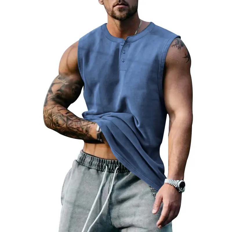 Men's Black Buckle Sleeveless T-Shirt Plus Size - Image 5