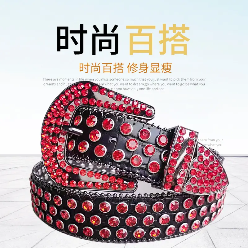 White Rhinestone Belt for Women Men Western Leather Denim Set - Image 34