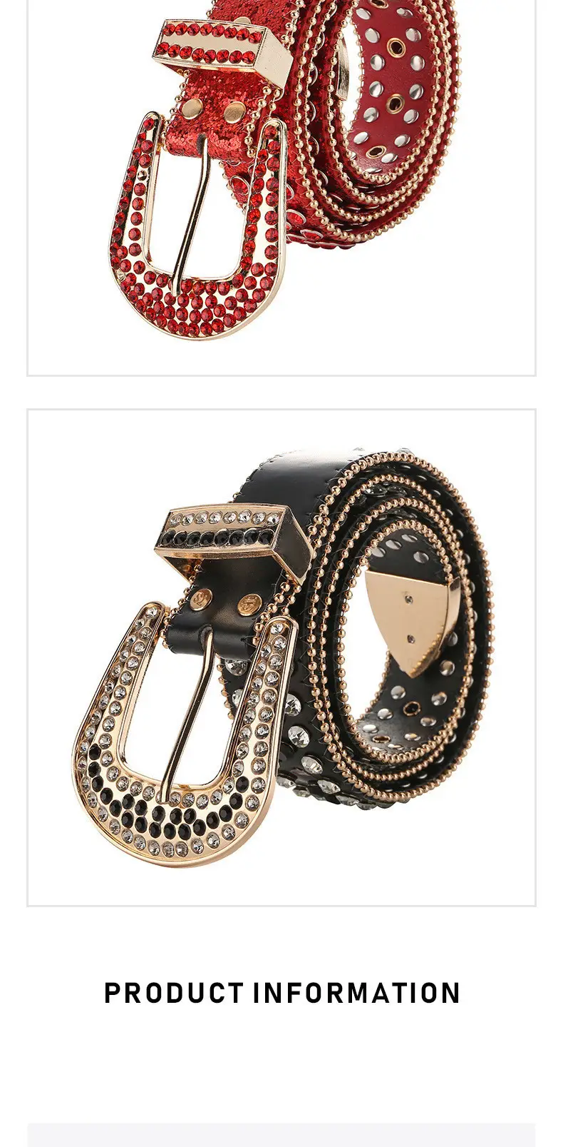 White Rhinestone Belt for Women Men Western Leather Denim Set — feature 7