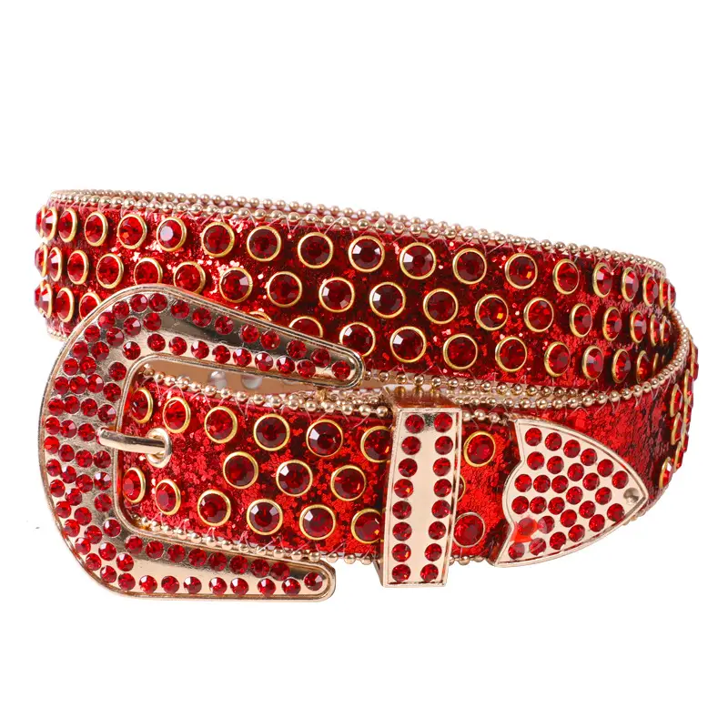 White Rhinestone Belt for Women Men Western Leather Denim Set - Image 12