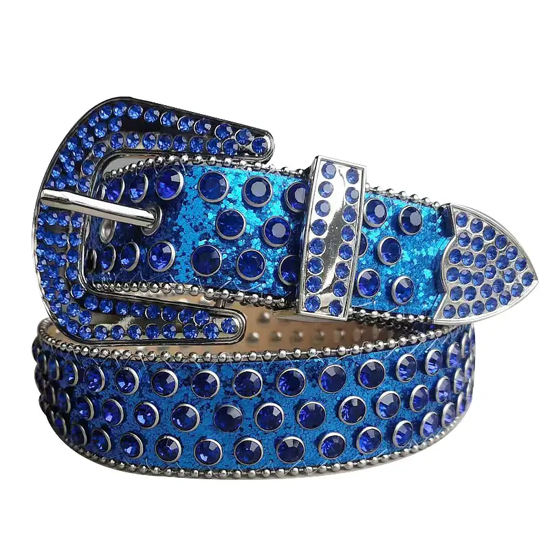 White Rhinestone Belt for Women Men Western Leather Denim Set - Image 19