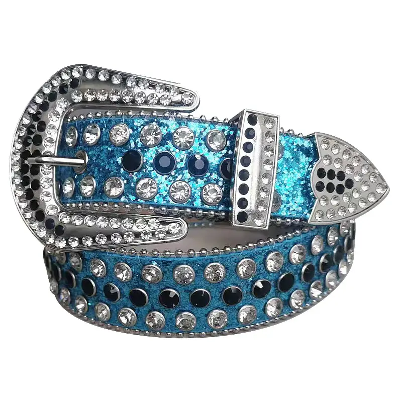 White Rhinestone Belt for Women Men Western Leather Denim Set - Image 21