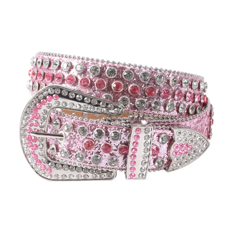 White Rhinestone Belt for Women Men Western Leather Denim Set - Image 23