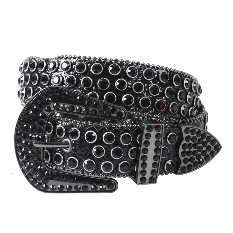 White Rhinestone Belt for Women Men Western Leather Denim Set - Image 4