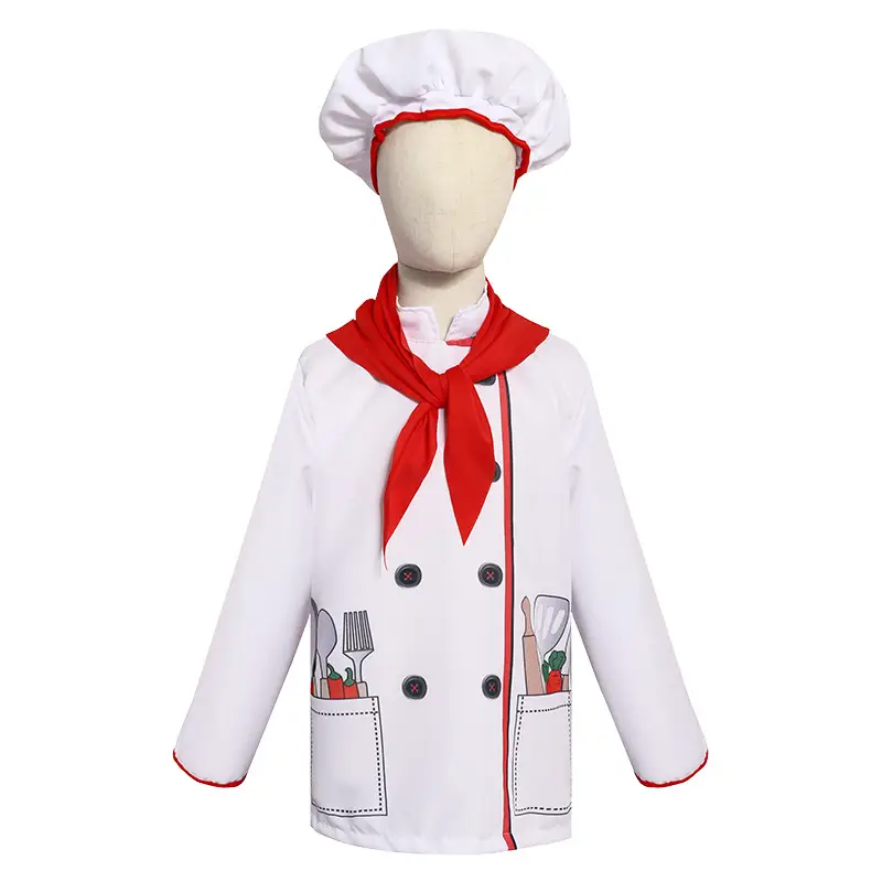 Children Chef Set Red Bow Kitchen Costume S to XL — feature 11