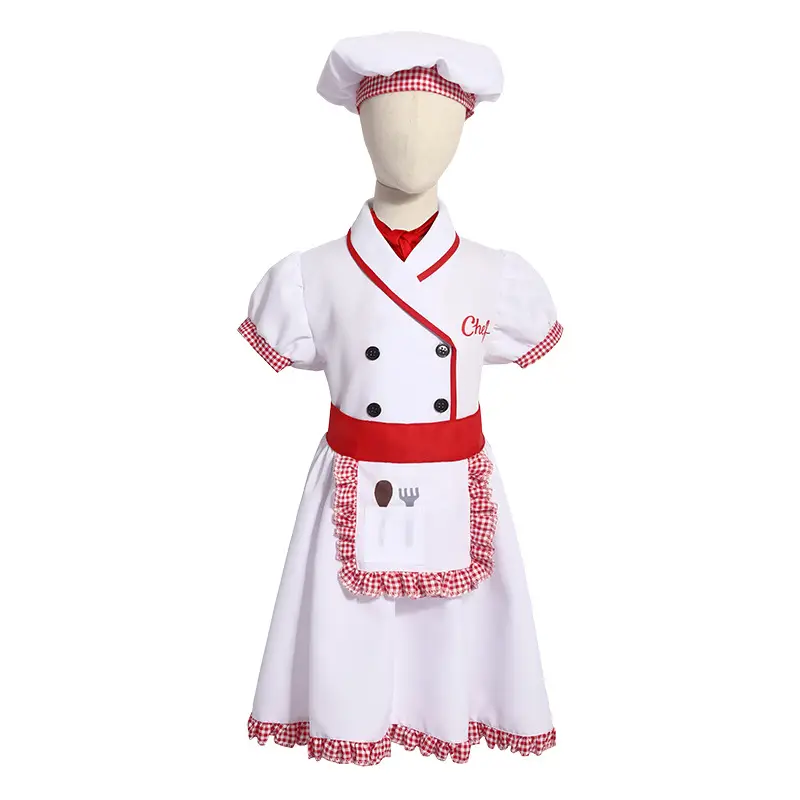 Children Chef Set Red Bow Kitchen Costume S to XL — feature 19