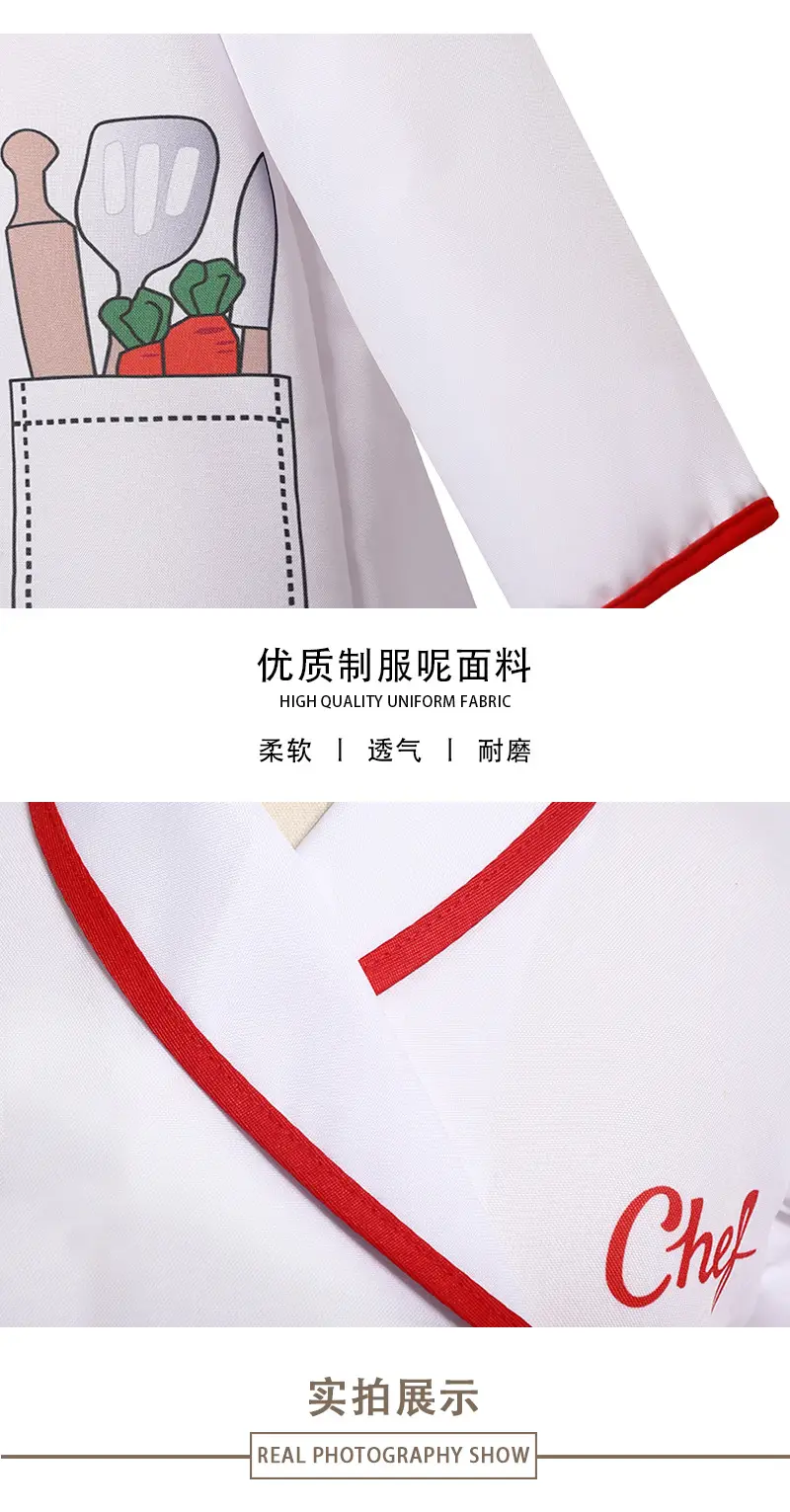 Children Chef Set Red Bow Kitchen Costume S to XL — feature 4