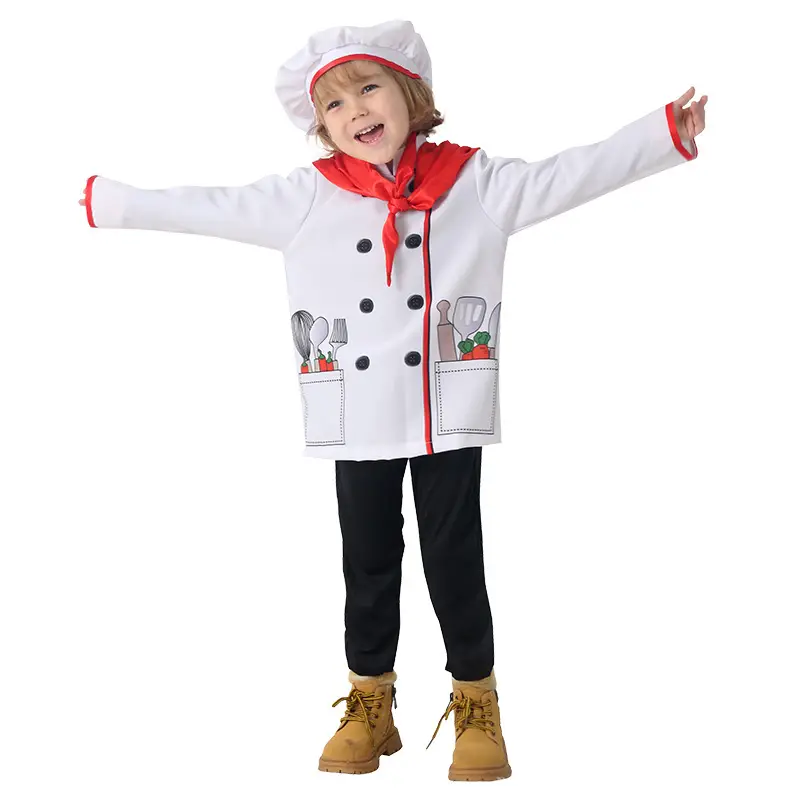 Children Chef Set Red Bow Kitchen Costume S to XL — feature 6