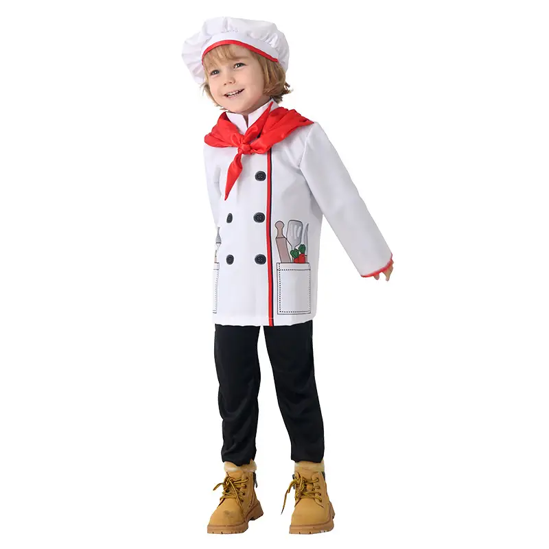Children Chef Set Red Bow Kitchen Costume S to XL — feature 7