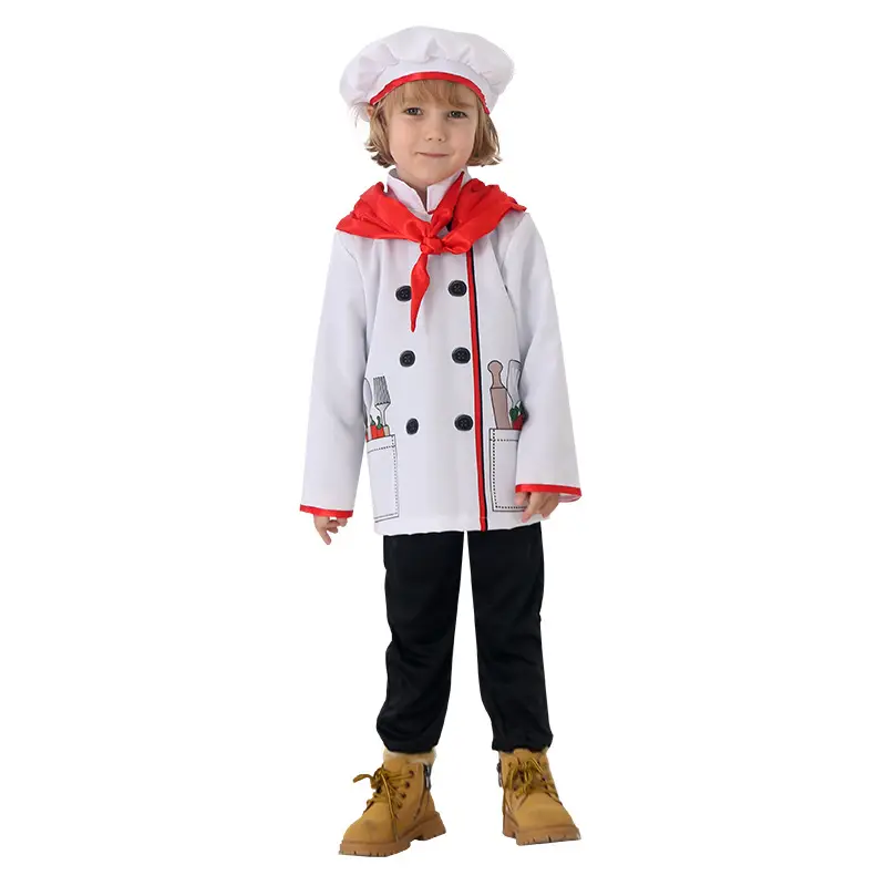 Children Chef Set Red Bow Kitchen Costume S to XL — feature 8