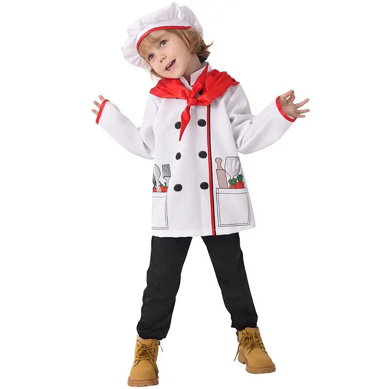 Children Chef Set Red Bow Kitchen Costume S to XL — feature 9