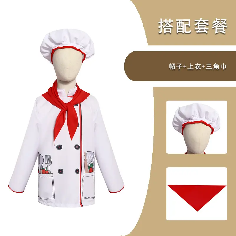 Children Chef Set Red Bow Kitchen Costume S to XL