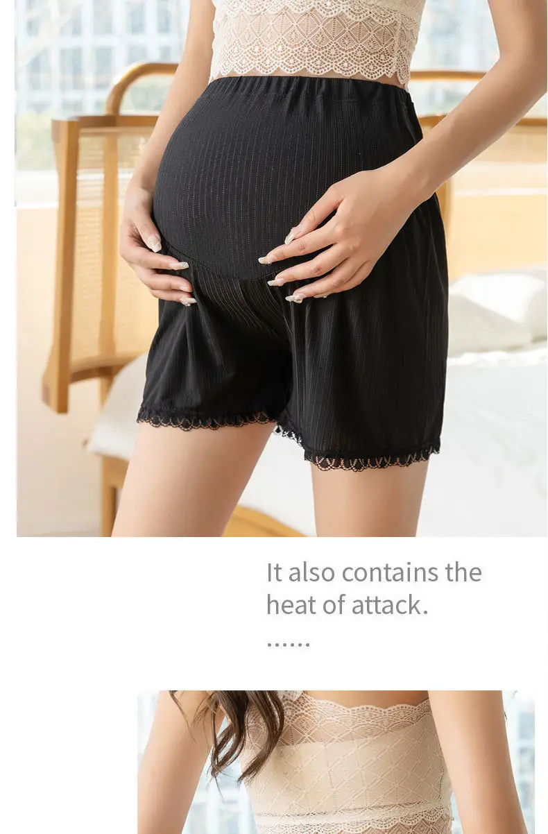 Black Ice Silk Anti-Exposure Maternity Shorts — feature 18