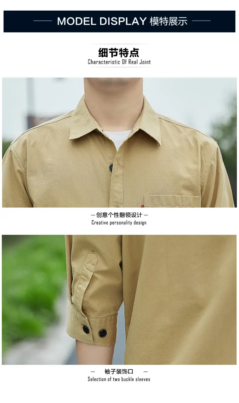 Men Blue Cotton Mid-Sleeve Shirt Casual All-Match — feature 4