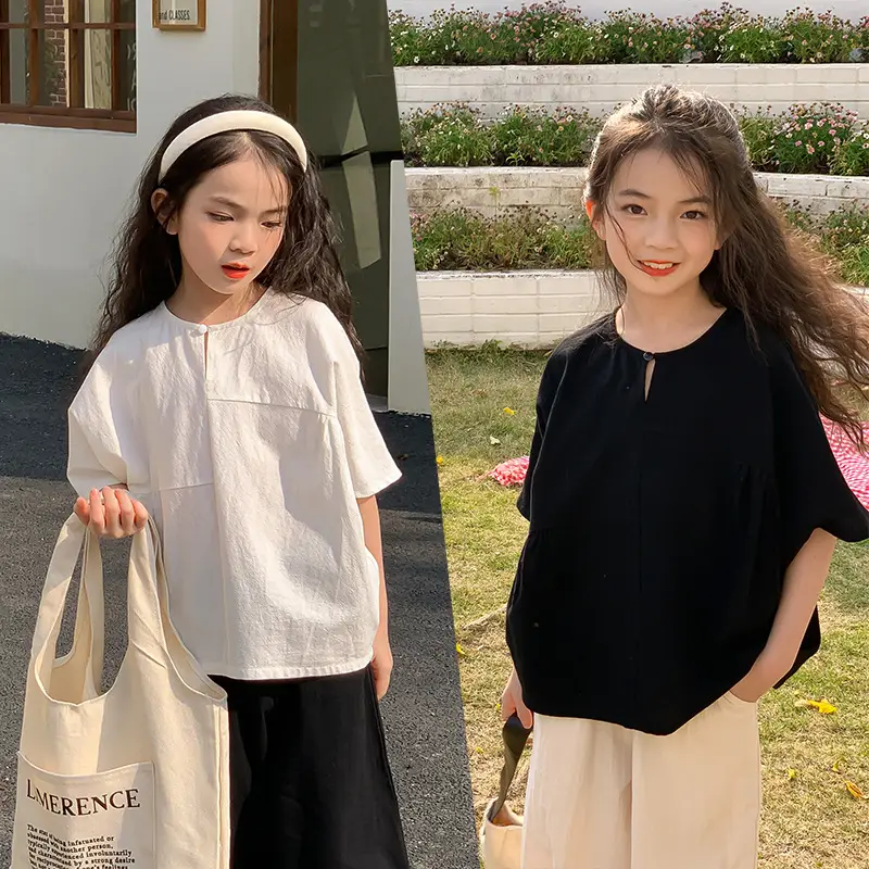 Girls Cotton Loose Top Suit Summer Wear Korean Style - Image 3