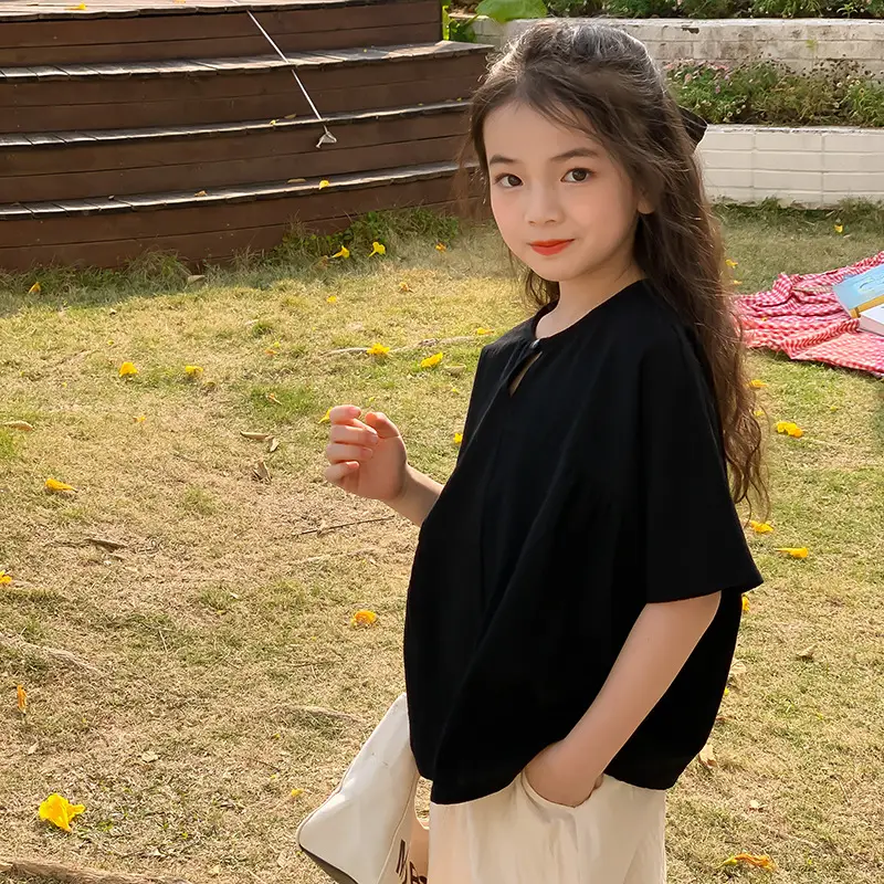 Girls Cotton Loose Top Suit Summer Wear Korean Style - Image 4