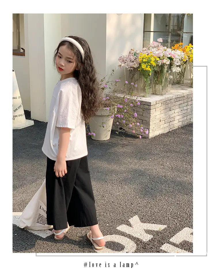 Girls Cotton Loose Top Suit Summer Wear Korean Style — feature 10