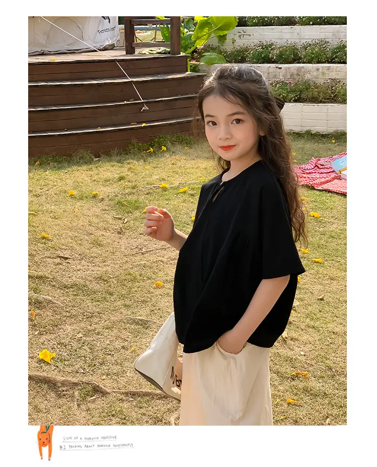Girls Cotton Loose Top Suit Summer Wear Korean Style — feature 12